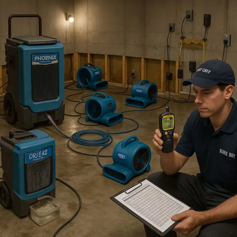 Structural Drying and Dehumidification process in Live Oak, TX